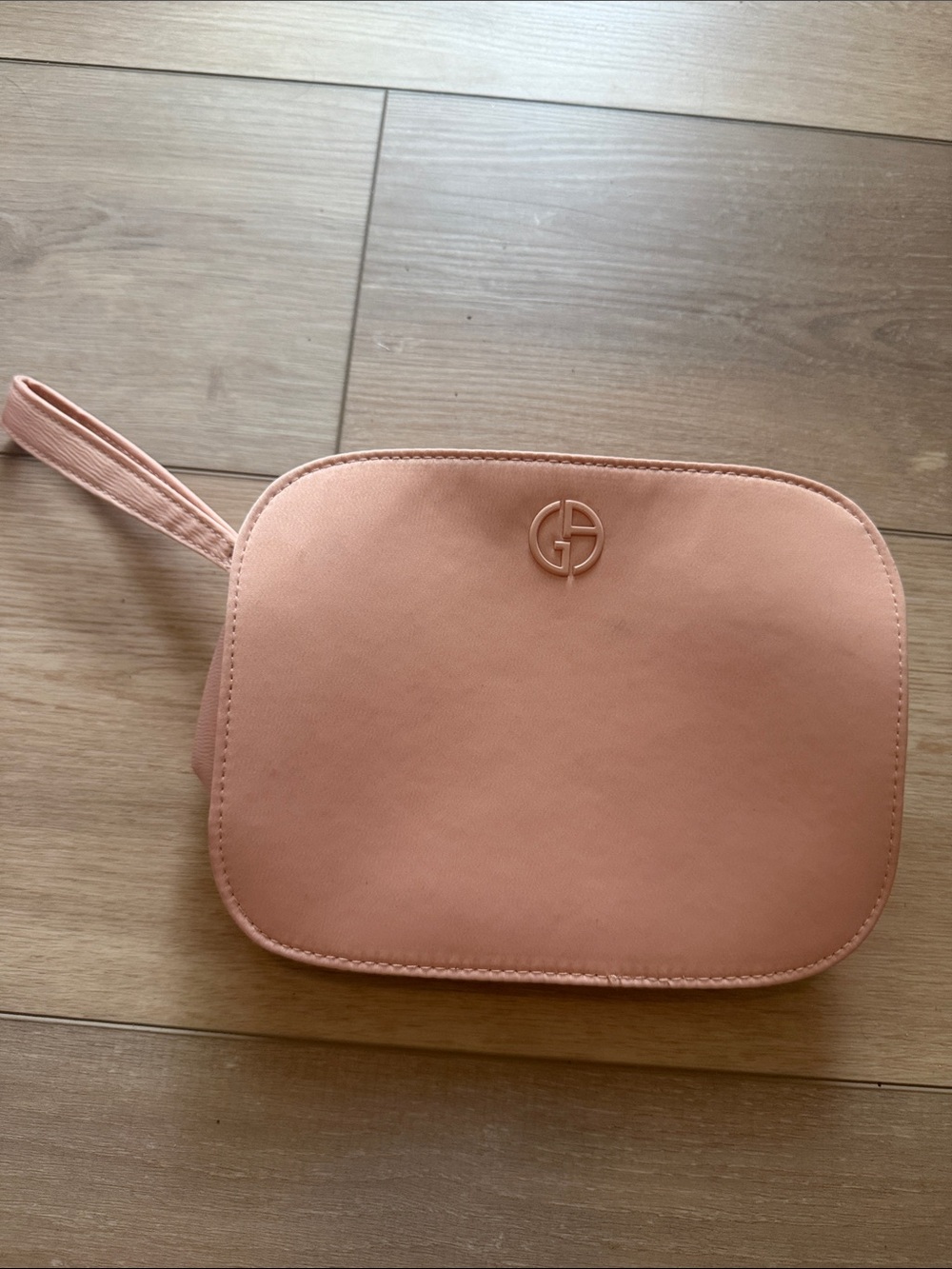 Giorgio Armani Peach Wristlet Cosmetic Pouch
